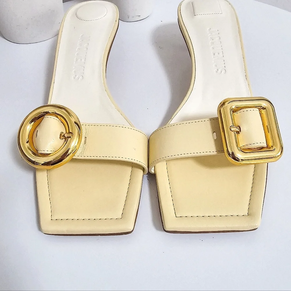Jacquemus geometric buckle  mule slides  Les Sandales Regalo Basses Size 38 - Picture 7 of 13